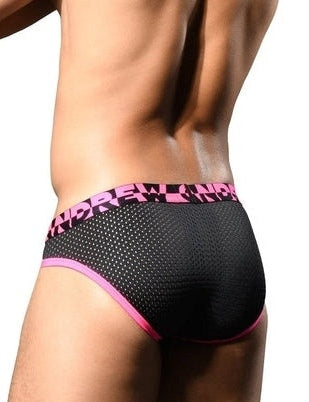【AC】Sports Mesh Brief - ALMOST NAKED® - Black and Pink 2