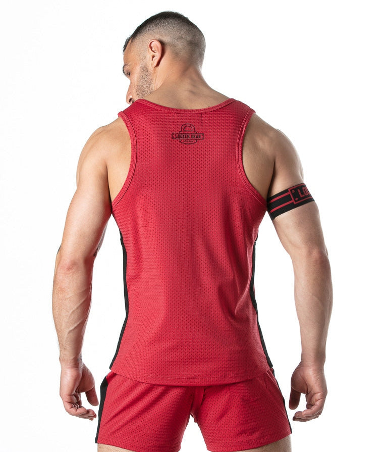 【LG】Sport Mesh Stripe Tanktop Red + Free Armband