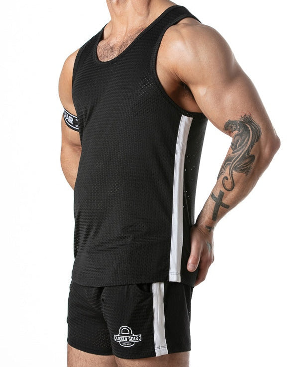 【LG】Sport Mesh Stripe Tanktop Black + Free Armband